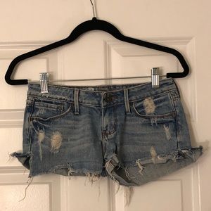 Distressed jean shorts